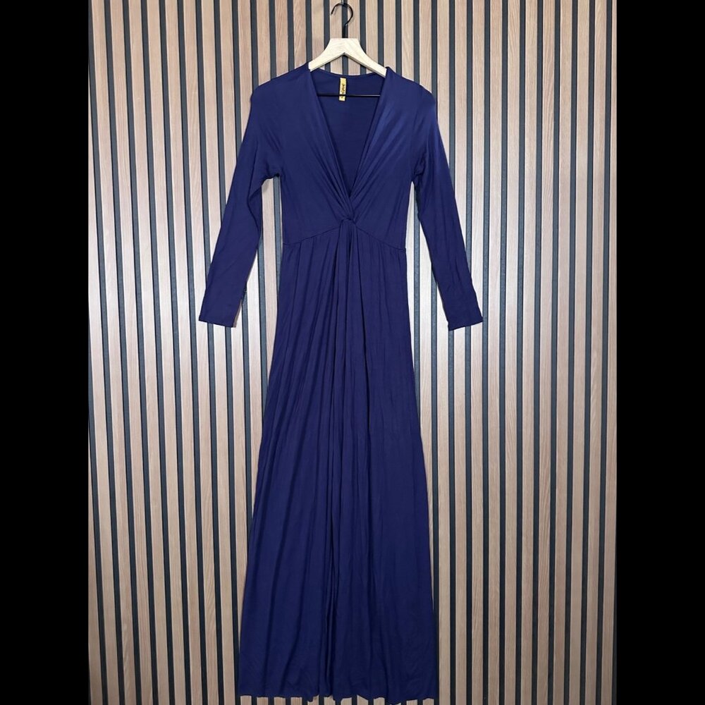 Rachel Pally Dress Small Blue Purple A Line Long Sleeve Modal Maxi Fabric Stretc